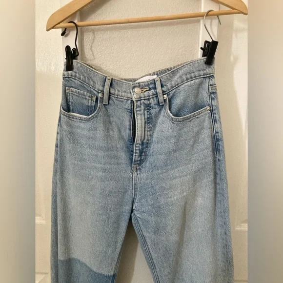 LOFT Straight Leg Jeans with Patchwork and Raw Hem Size 25 - Picture 4 of 9